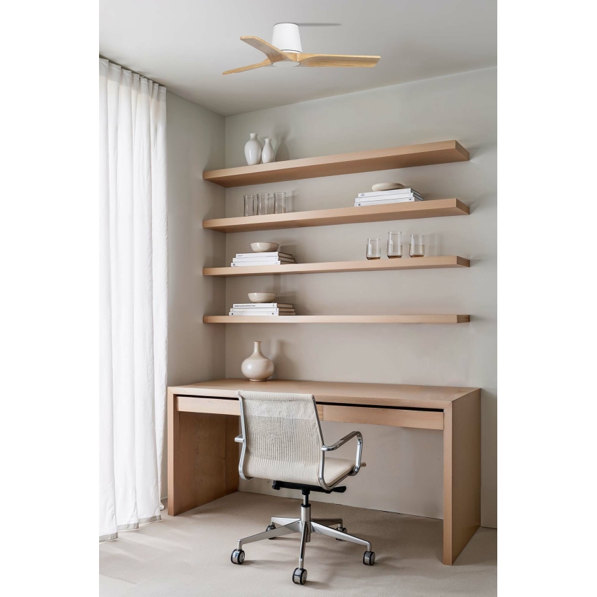 FARO 33836 - Ceiling fan HEYWOOD TUB S pine/white d. 90 cm + remote control