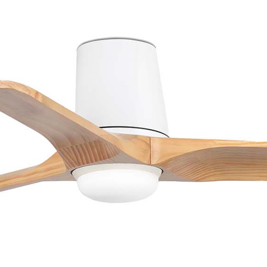 FARO 33836WT-1TW - LED Dimmable ceiling fan HEYWOOD TUB S LED/10W/230V 2700/4000/6000K pine/white d. 90 cm Wi-Fi Tuya + remote control