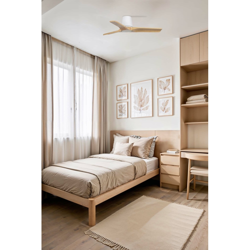 FARO 33836WT - Ceiling fan HEYWOOD TUB S pine/white d. 90 cm Wi-Fi Tuya + remote control