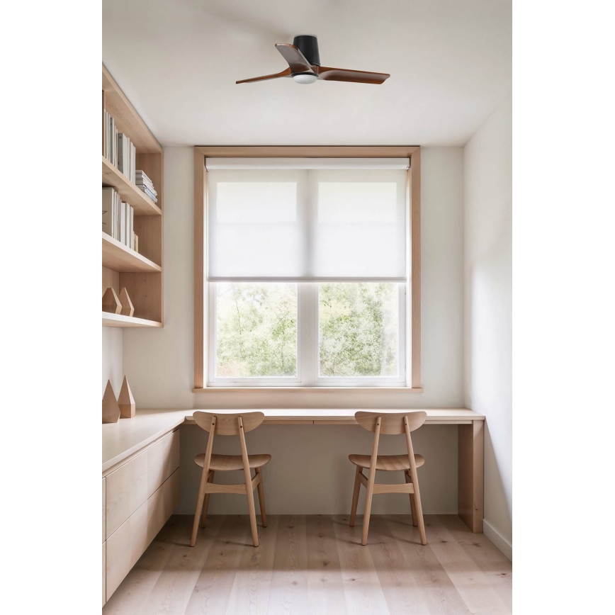 FARO 33837-1TW - HEYWOOD TUB LED Dimmable Ceiling Fan with LED/10W/230V, 2700/3000/4000K, Pine/Black, Ø 90 cm + Remote Control