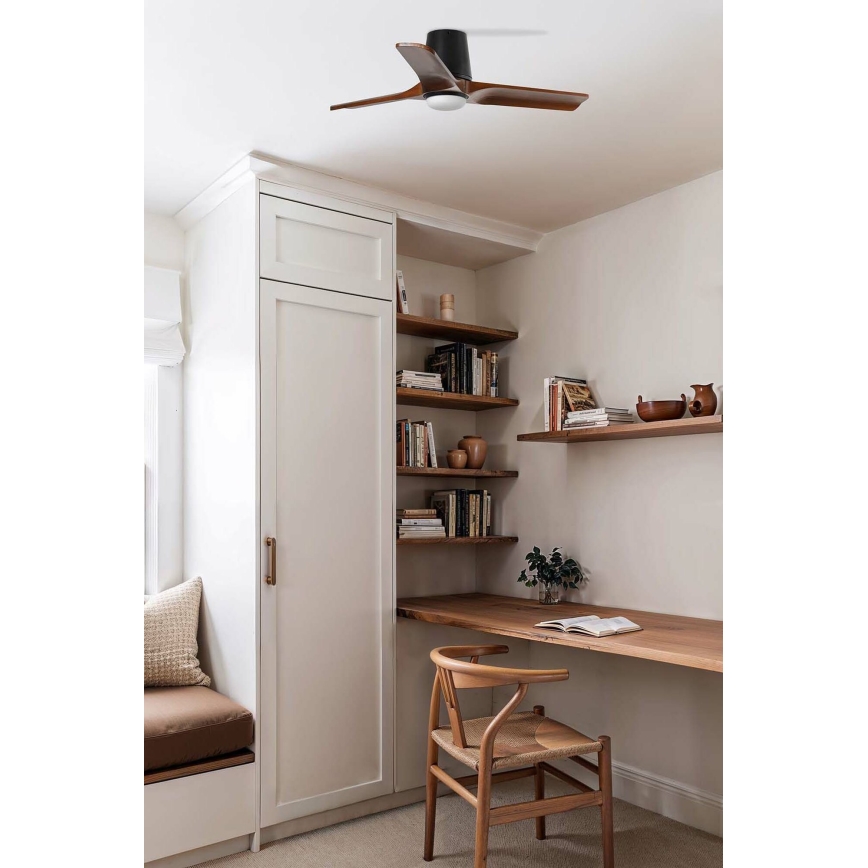 FARO 33837WT-1TW - LED Dimmable ceiling fan HEYWOOD TUB S LED/10W/230V 2700/4000/6000K pine/white d. 90 cm Wi-Fi Tuya + remote control