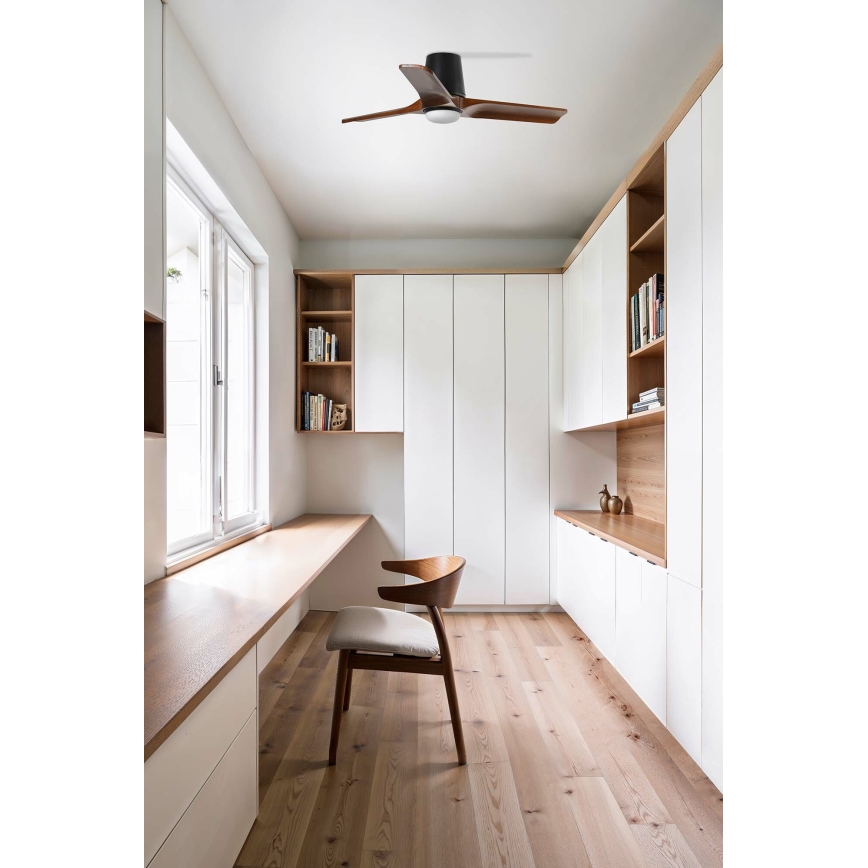 FARO 33837WT - Ceiling fan HEYWOOD TUB S pine/black d. 90 cm Wi-Fi Tuya + remote control