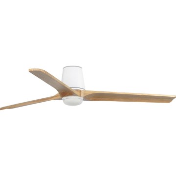 FARO 33838WT-1TW - LED Dimmable ceiling fan HEYWOOD TUB L LED/10W/230V 2700/4000/6000K pine/white d. 132 cm Wi-Fi Tuya + remote control