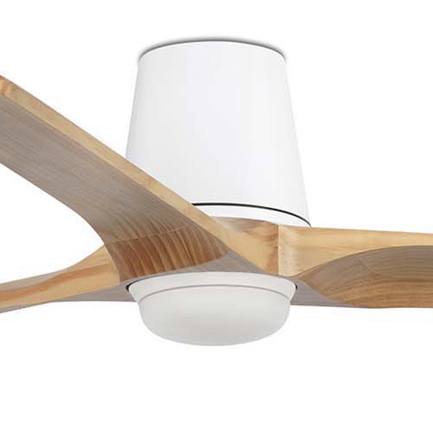 FARO 33838WT-1TW - HEYWOOD TUB L LED Dimmable Ceiling Fan LED/10W/230V 2700/3000/4000K Pine/White Ø 132 cm Wi‑Fi Tuya + Remote Control