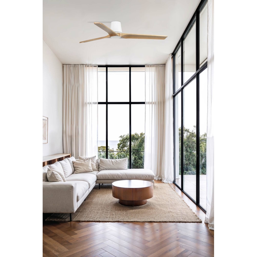 FARO 33838WT - Ceiling fan HEYWOOD TUB L pine/white d. 132 cm Wi-Fi Tuya + remote control