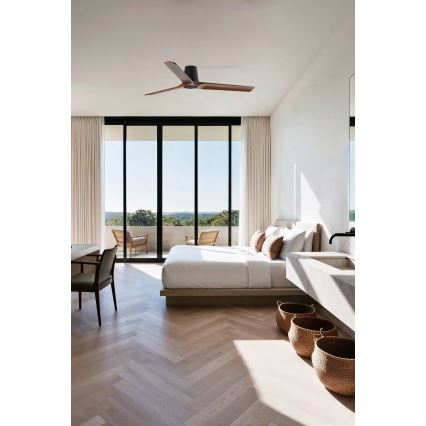 FARO 33839 - Ceiling fan HEYWOOD TUB L pine/black d. 132 cm + remote control