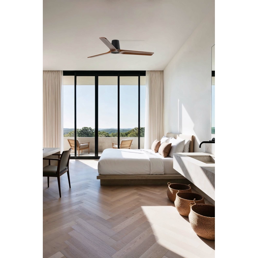 FARO 33839 - Ceiling fan HEYWOOD TUB L pine/black d. 132 cm + remote control