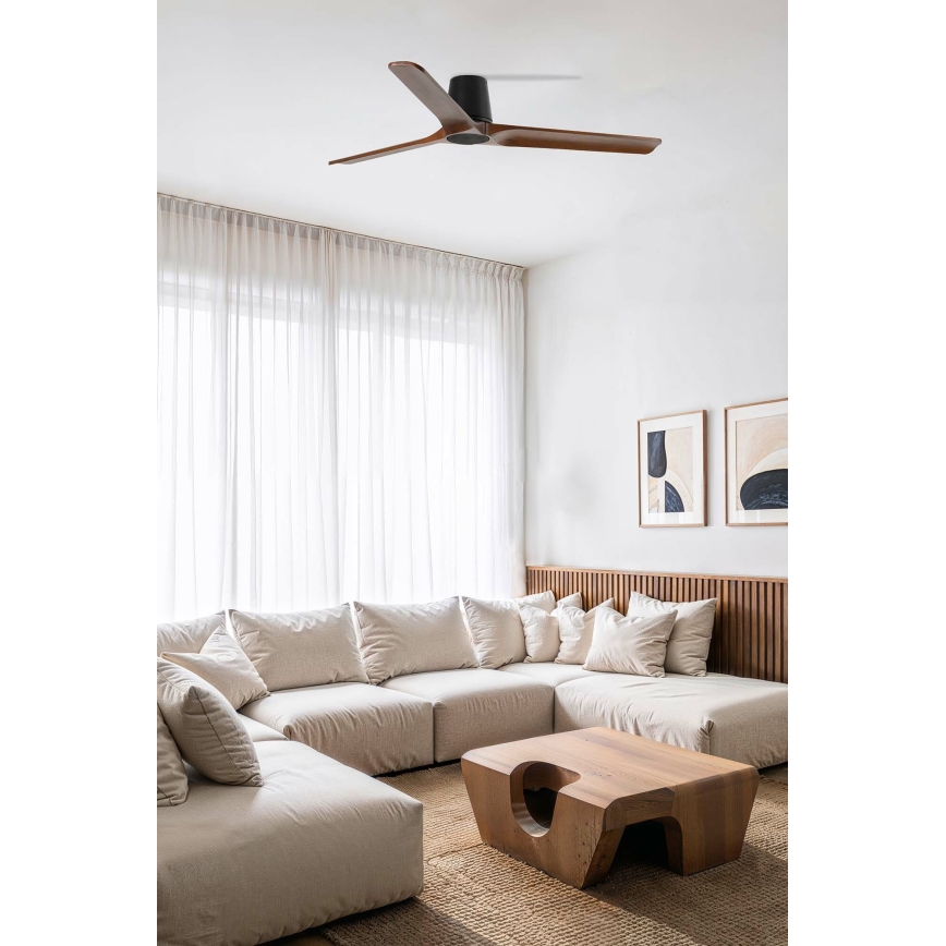 FARO 33839WT - Ceiling fan HEYWOOD TUB L pine/black d. 132 cm Wi-Fi Tuya + remote control