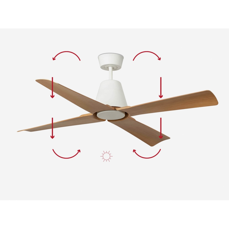 FARO 34105 - Ceiling fan TYPHOON M brown/white d. 130 cm IP44 + remote control