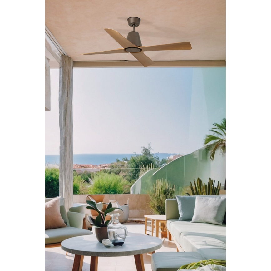 FARO 34106- Ceiling fan TYPHOON M brown d. 130 cm IP44 + remote control