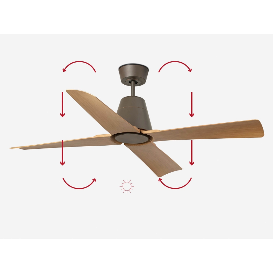FARO 34106- Ceiling fan TYPHOON M brown d. 130 cm IP44 + remote control