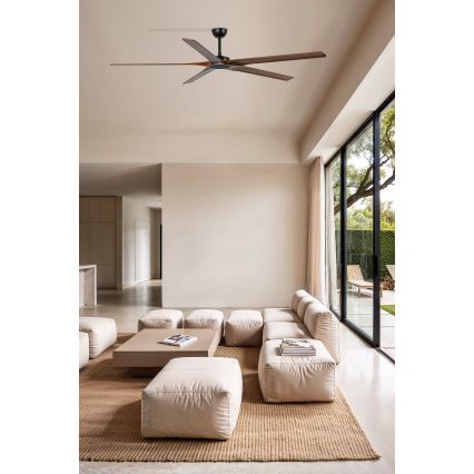 FARO 34190WT - Ceiling fan BIGWOOD XL pine/black d. 200 cm Wi-Fi Tuya + remote control