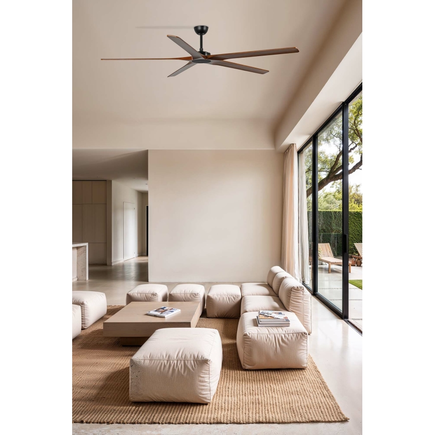 FARO 34190WT - Ceiling fan BIGWOOD XL pine/black d. 200 cm Wi-Fi Tuya + remote control