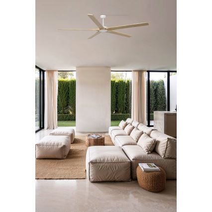 FARO 34191WT - Ceiling fan BIGWOOD XL pine/white d. 200 cm Wi-Fi Tuya + remote control
