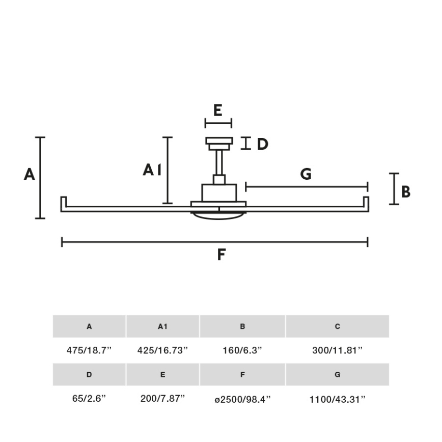 FARO 34207 - Ceiling fan ROTTERDAM XXL black d. 250 cm + remote control