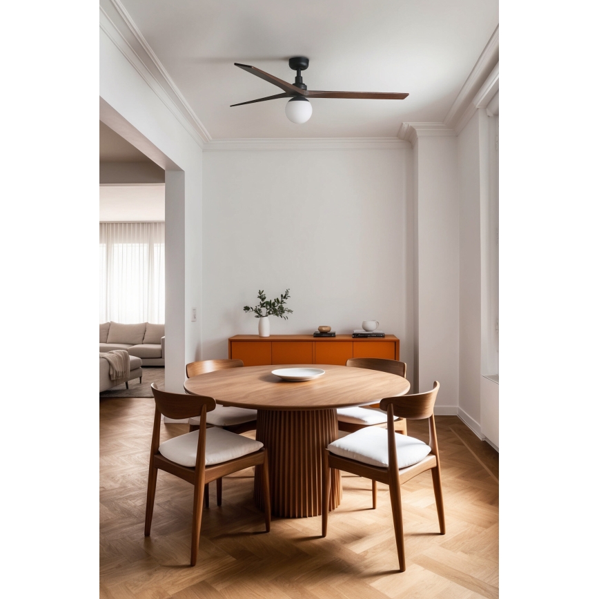 FARO 34276-11L - Ceiling fan KLIM L 1xE27/15W/230V wood/black d. 150 cm + remote control