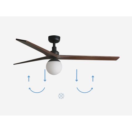FARO 34276-11L - Ceiling fan KLIM L 1xE27/15W/230V wood/black d. 150 cm + remote control