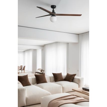 FARO 34276WT-11L - Ceiling fan KLIM L 1xE27/15W/230V wood/black d. 150 cm Wi-Fi Tuya + remote control