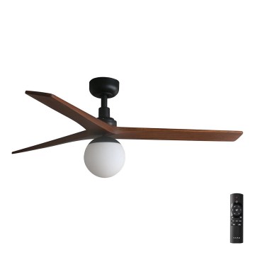 FARO 34277-11L - Ceiling fan KLIM M 1xE27/15W/230V wood/black d. 125 cm + remote control