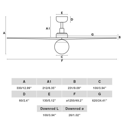 FARO 34277-11L - Ceiling fan KLIM M 1xE27/15W/230V wood/black d. 125 cm + remote control