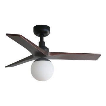 FARO 34278WT-11L - Ceiling fan KLIM S 1xE27/15W/230V wood/black d. 92,5 cm Wi-Fi Tuya + remote control