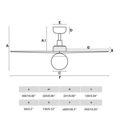 FARO 34278WT-11L - Ceiling fan KLIM S 1xE27/15W/230V wood/black d. 92,5 cm Wi-Fi Tuya + remote control