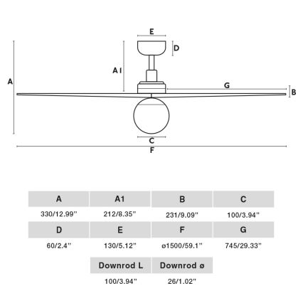 FARO 34279-11L - Ceiling fan KLIM L 1xE27/15W/230V wood/white d. 150 cm + remote control