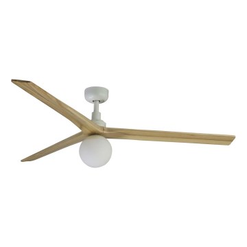FARO 34279WT-11L - Ceiling fan KLIM L 1xE27/15W/230V wood/white d. 150 cm Wi-Fi Tuya + remote control