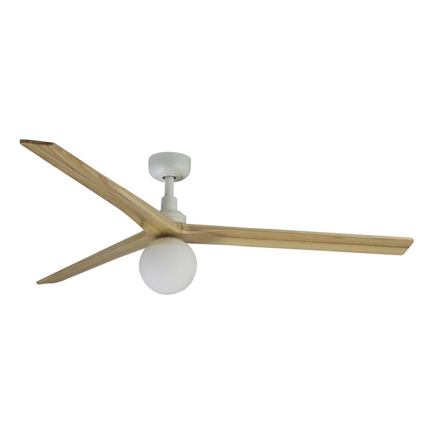 FARO 34279WT-11L - Ceiling fan KLIM L 1xE27/15W/230V wood/white d. 150 cm Wi-Fi Tuya + remote control