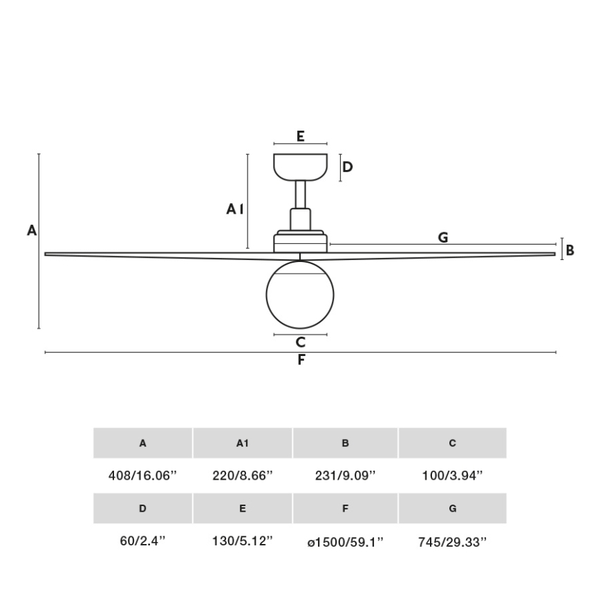 FARO 34279WT-11L - Ceiling fan KLIM L 1xE27/15W/230V wood/white d. 150 cm Wi-Fi Tuya + remote control