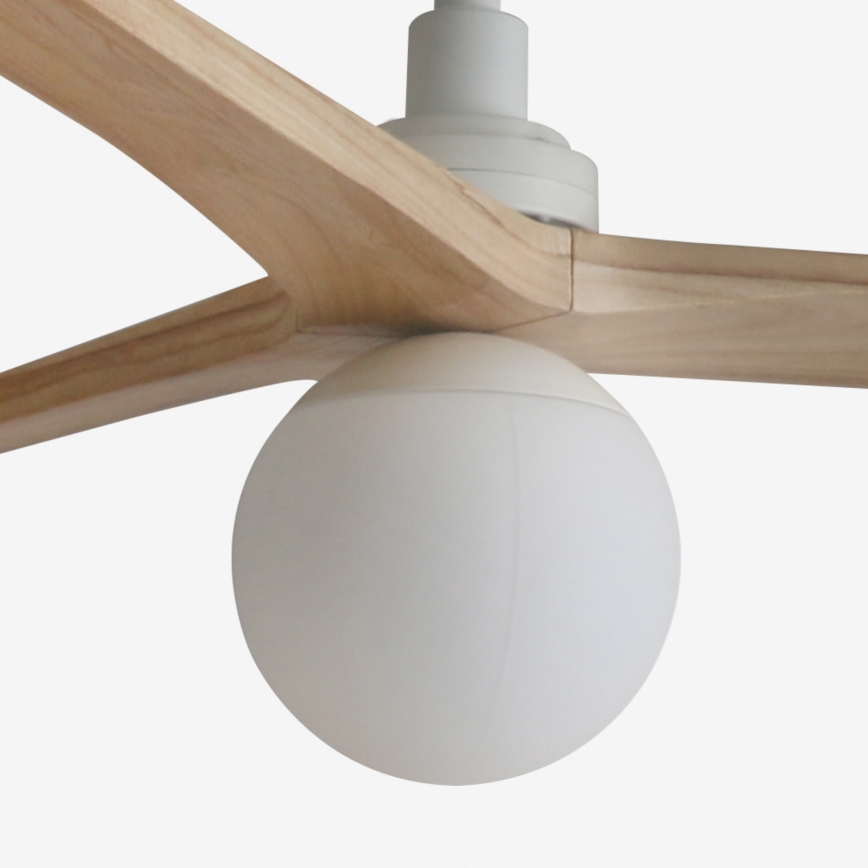 FARO 34280-11L - Ceiling fan KLIM M 1xE27/15W/230V wood/white d. 125 cm + remote control
