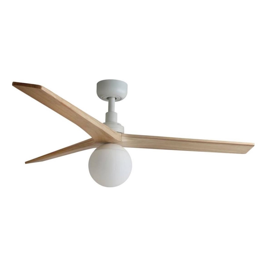 FARO 34280WT-11L - Ceiling fan KLIM M 1xE27/15W/230V wood/white d. 125 cm Wi-Fi Tuya + remote control