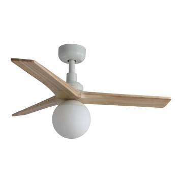 FARO 34281-11L - Ceiling fan KLIM S 1xE27/15W/230V wood/white d. 92,5 cm + remote control