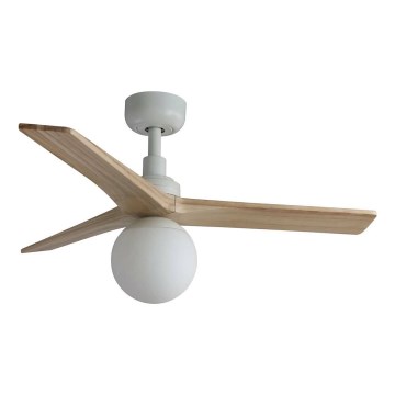 FARO 34281WT-11L - Ceiling fan KLIM S 1xE27/15W/230V wood/white d. 92,5 cm Wi-Fi Tuya + remote control