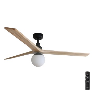 FARO 34282-11L - Ceiling fan KLIM L 1xE27/15W/230V wood/black d. 150 cm + remote control
