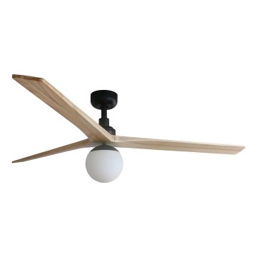 FARO 34282WT-11L - Ceiling fan KLIM L 1xE27/15W/230V wood/black d. 150 cm Wi-Fi Tuya + remote control