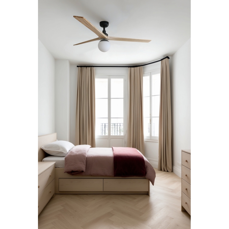 FARO 34282WT-11L - Ceiling fan KLIM L 1xE27/15W/230V wood/black d. 150 cm Wi-Fi Tuya + remote control