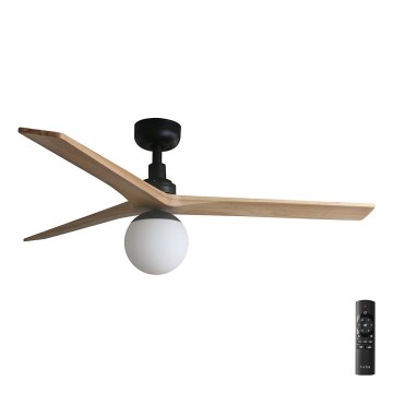 FARO 34283-11L - Ceiling fan KLIM M 1xE27/15W/230V wood/black d. 125 cm + remote control