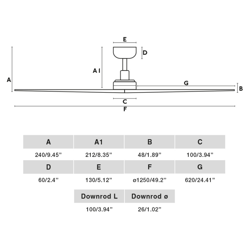 FARO 34283 - Ceiling fan KLIM M brown/black d. 125 cm + remote control