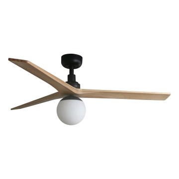 FARO 34283WT-11L - Ceiling fan KLIM M 1xE27/15W/230V wood/black d. 125 cm Wi-Fi Tuya + remote control