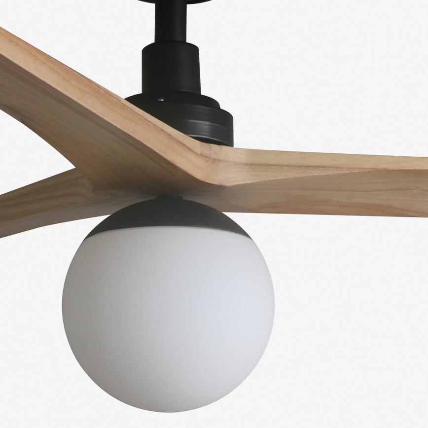 FARO 34283WT-11L - Ceiling fan KLIM M 1xE27/15W/230V wood/black d. 125 cm Wi-Fi Tuya + remote control