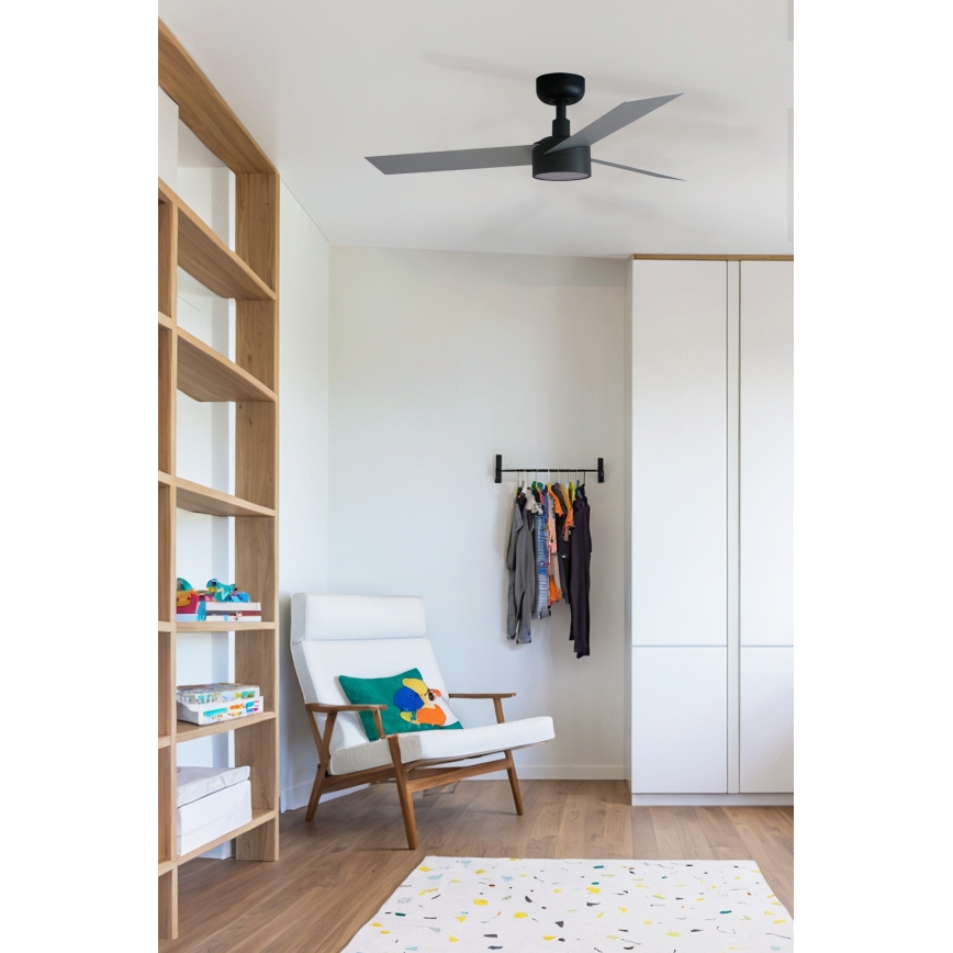 FARO 34285WT1S - CRUISER S LED Dimmable Ceiling Fan, 18W LED/230V, 2700/3000/4000K, Ø 106 cm, grey/black, Tuya Wi‑Fi + remote control