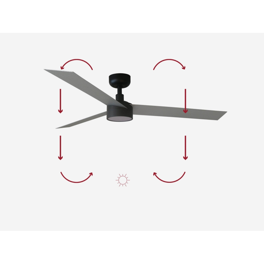 FARO 34286-1TW - Dimmable LED ceiling fan CRUISER L LED/18W/230V 2700/3000/4000K Ø 132 cm black/gray + remote control