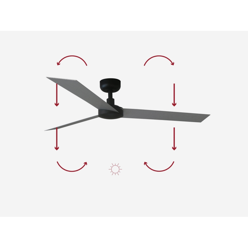 FARO 34286 - Ceiling fan CRUISER L black d. 132 cm + remote control