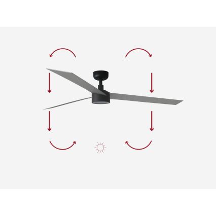 FARO 34287-1TW - LED Dimmable ceiling fan CRUISER XL LED/18W/230V 2700/4000/6500K d. 160 cm black/grey + remote control