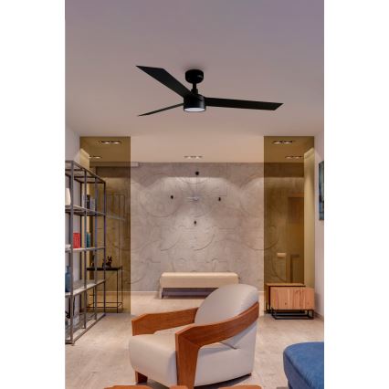 FARO 34291-1TW - CRUISER LED Dimmable Ceiling Fan, 20 W, 230 V, selectable 2700/3000/4000 K, Ø 132 cm, Black + Remote Control