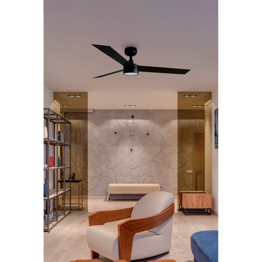 FARO 34291-1TW - CRUISER LED Dimmable Ceiling Fan, 20 W, 230 V, selectable 2700/3000/4000 K, Ø 132 cm, Black + Remote Control