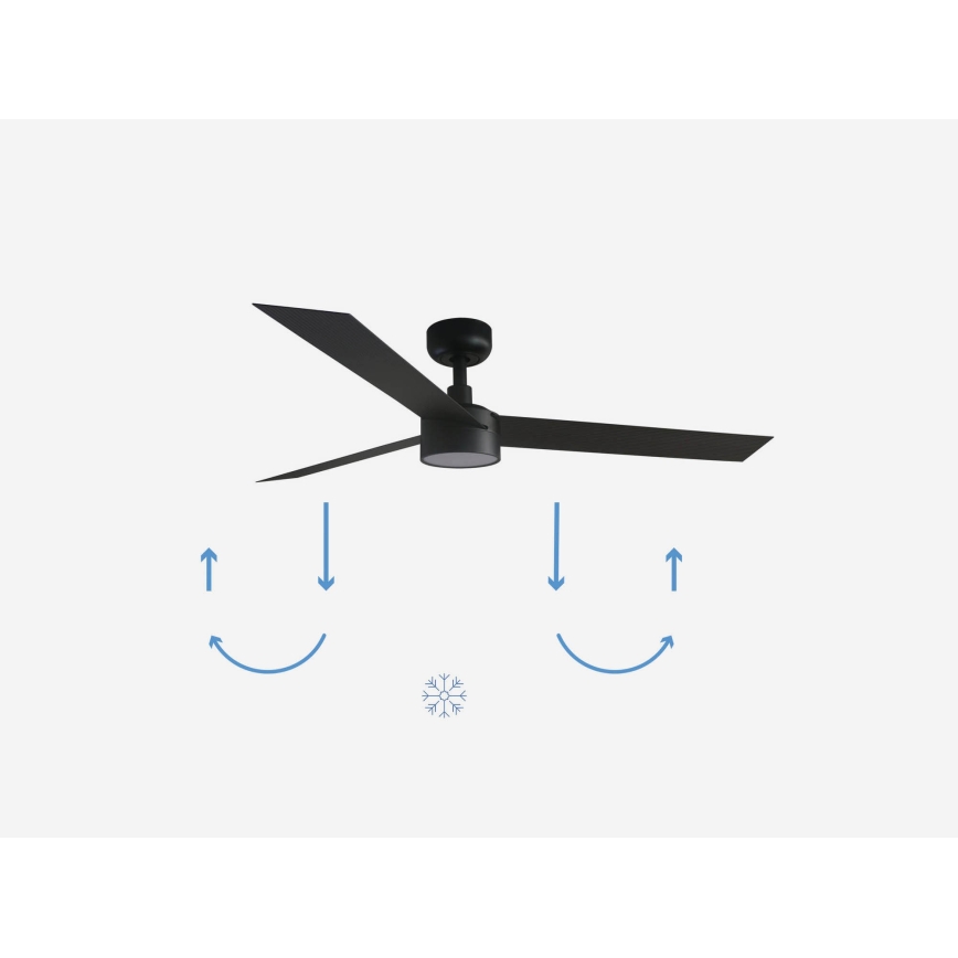 FARO 34291-1TW - CRUISER LED Dimmable Ceiling Fan, 20 W, 230 V, selectable 2700/3000/4000 K, Ø 132 cm, Black + Remote Control