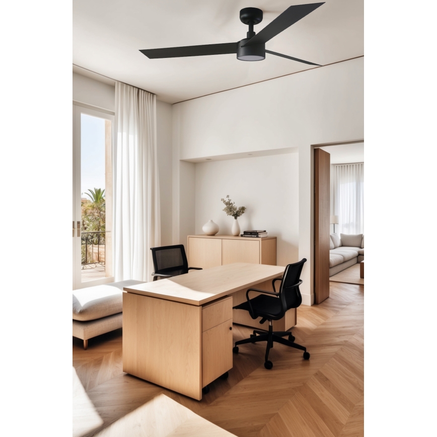 FARO 34291WT1S - LED Dimmable Ceiling Fan CRUISER L LED/18W/230V 2700/3000/4000K Ø 132 cm Black Tuya Wi‑Fi + Remote Control
