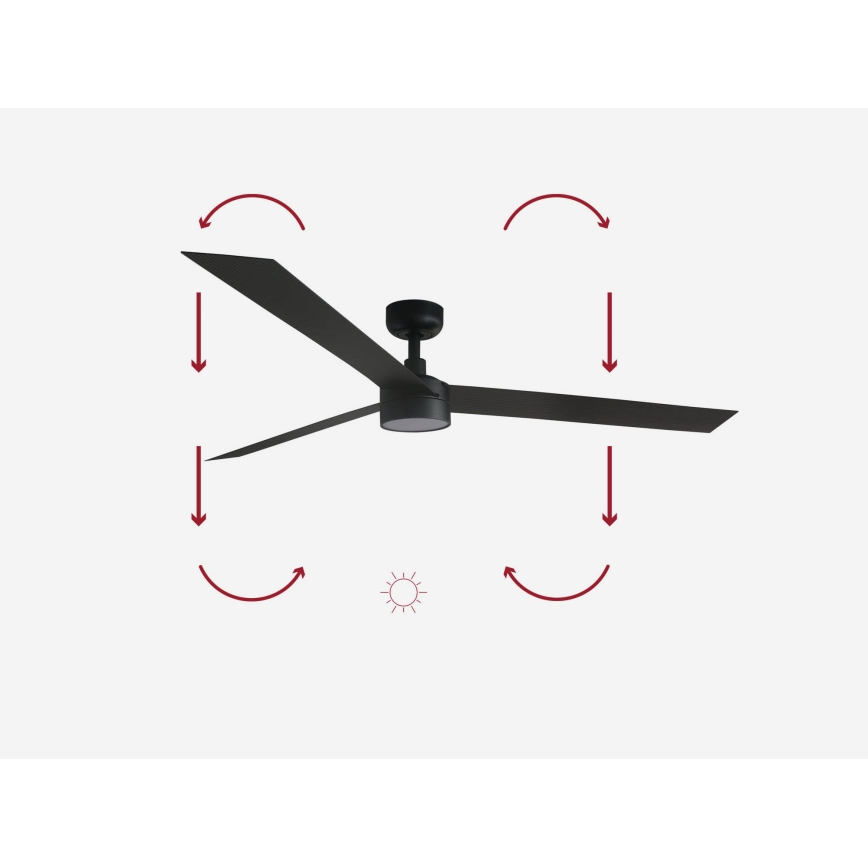 FARO 34293-1TW - LED Dimmable ceiling fan CRUISER XL LED/18W/230V 2700/4000/6500K d. 160 cm black + remote control